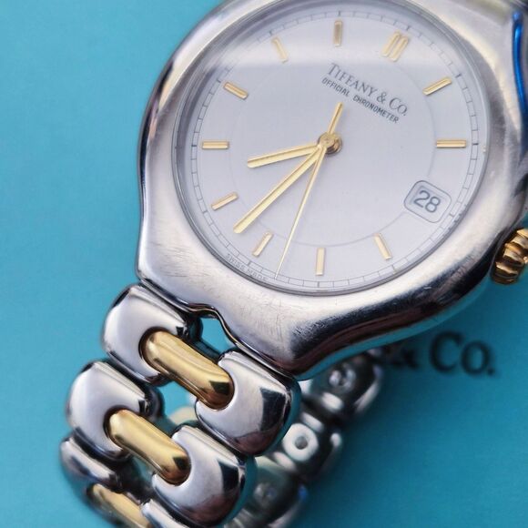 RARE Tiffany & Co. Automatic TESORO 18k Stainless Steel 2-Tone Quartz Watch 36mm main image 13